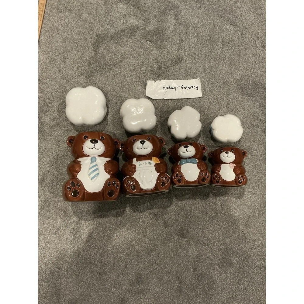 Vintage Ceramic Teddy Bear Family Complete Set Cookie Jar Hand Painted